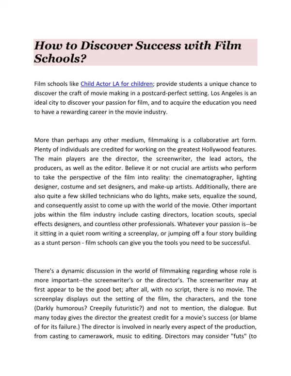How to Discover Success with Film Schools?