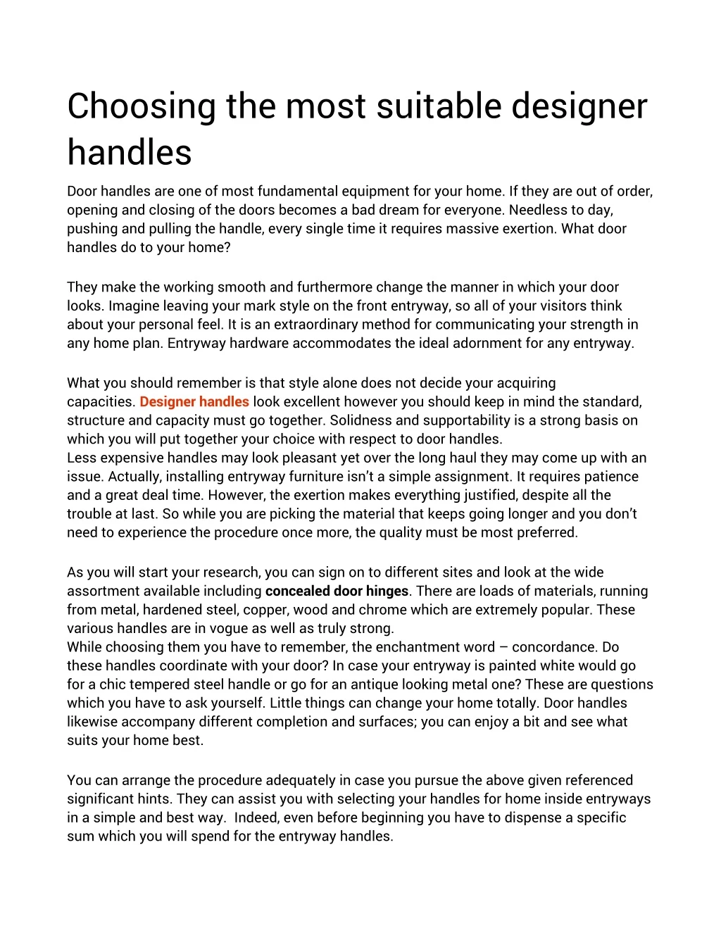 choosing the most suitable designer handles door