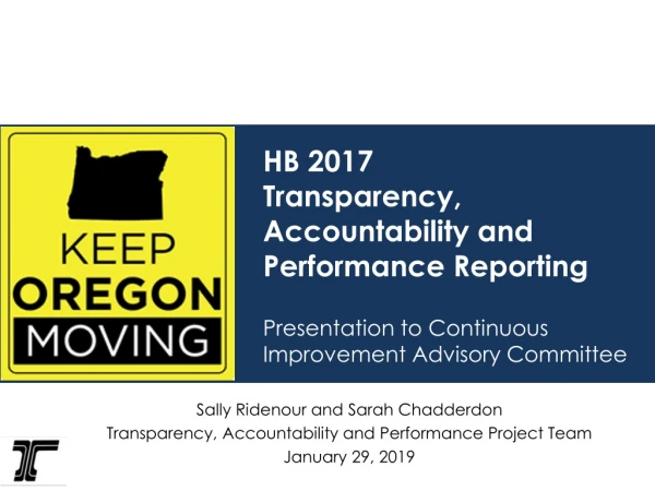 HB 2017 Transparency , Accountability and Performance Reporting