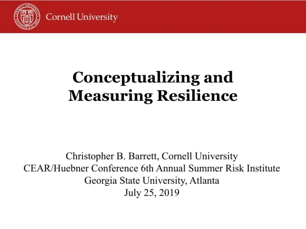 Conceptualizing and Measuring Resilience