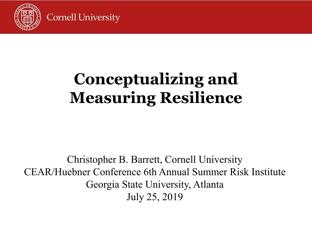 conceptualizing and measuring resilience