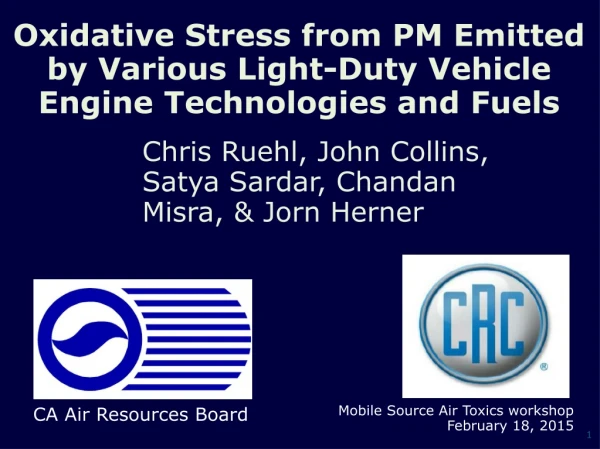 Oxidative Stress from PM Emitted by Various Light-Duty Vehicle Engine Technologies and Fuels