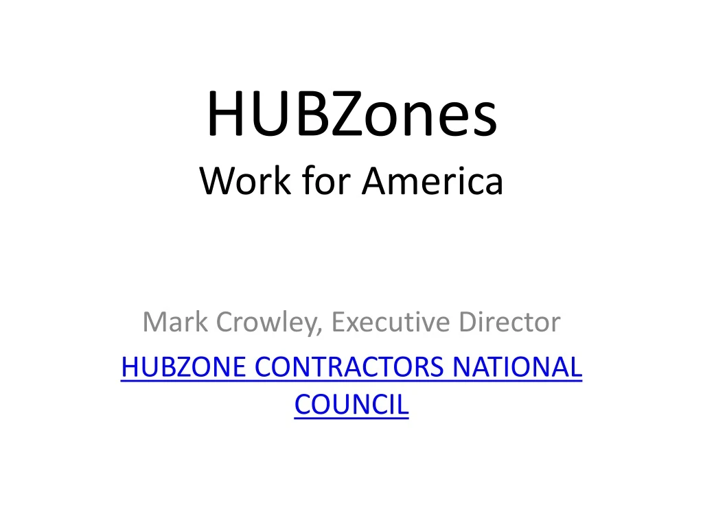 hubzones work for america