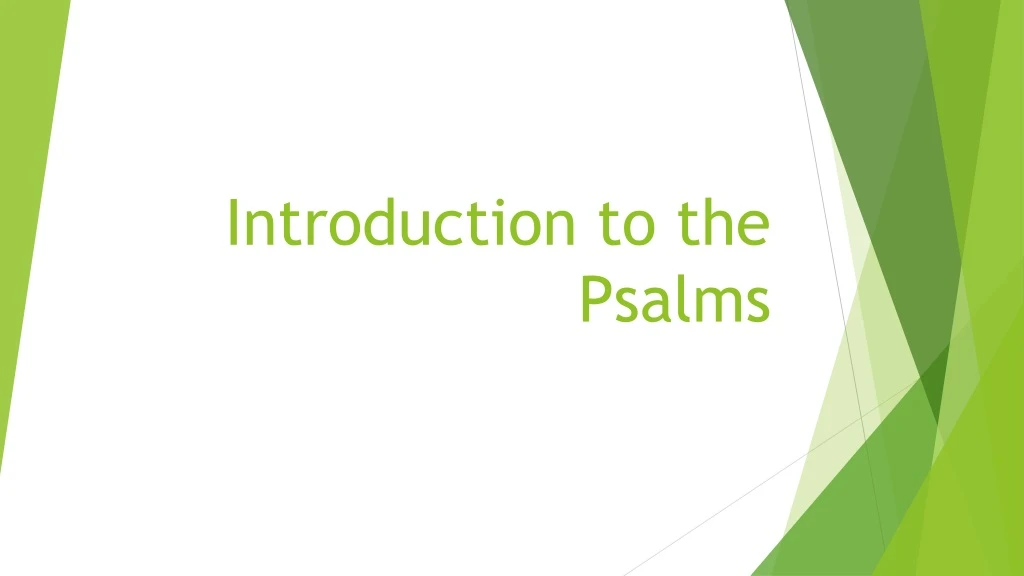 introduction to the psalms