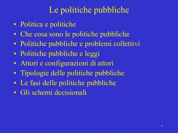 Le politiche pubbliche
