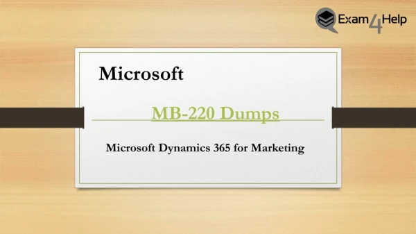 Latest Microsoft MB-220 Dumps PDF Perfect Dedication | Exam4Help