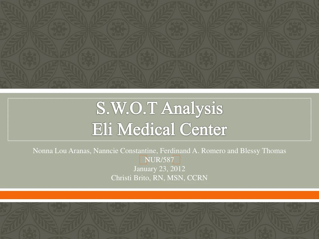 s w o t analysis eli medical center