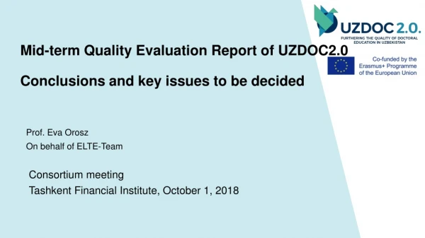 Mid-term Quality Evaluation Report of UZDOC2.0 Conclusions and key issues to be decided