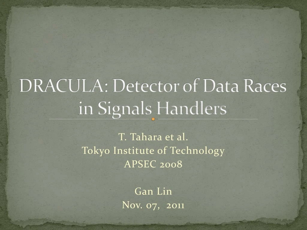 dracula detector of data races in signals handlers
