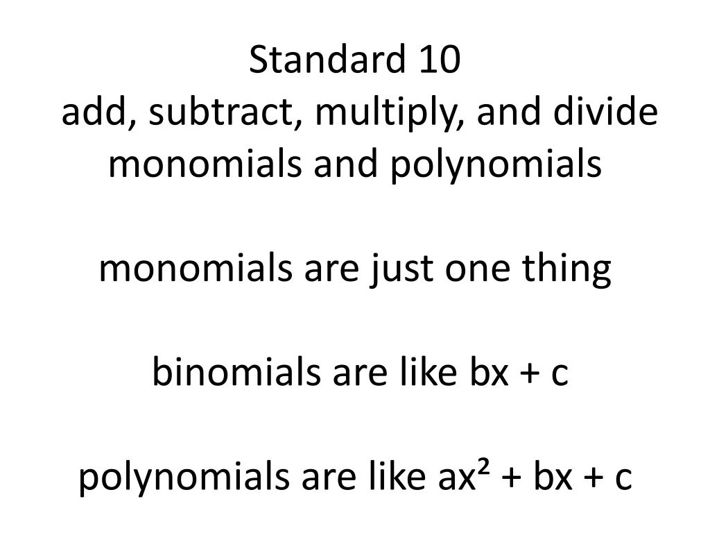 standard 10 add subtract multiply and divide