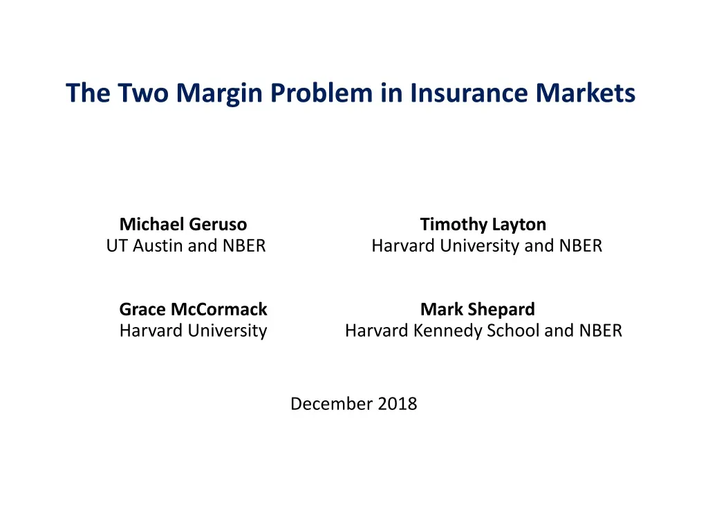 the two margin problem in insurance markets