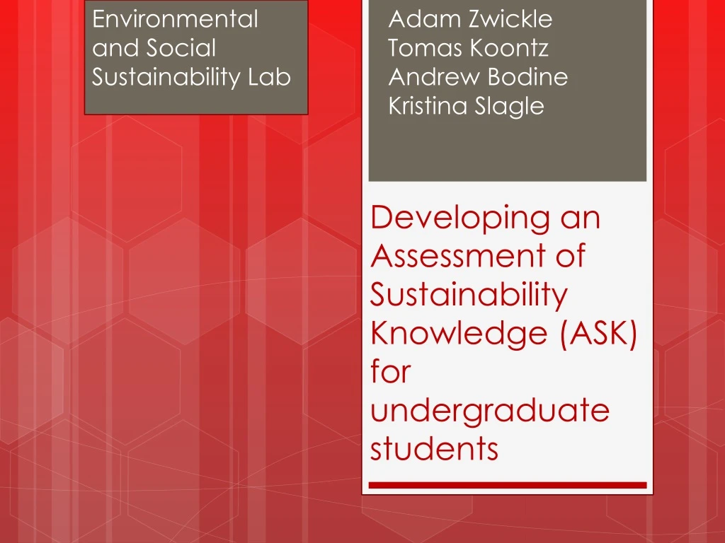 developing an assessment of sustainability knowledge ask for undergraduate students