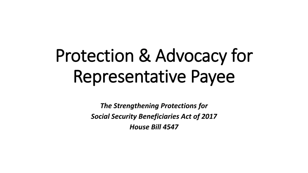 protection advocacy for representative payee