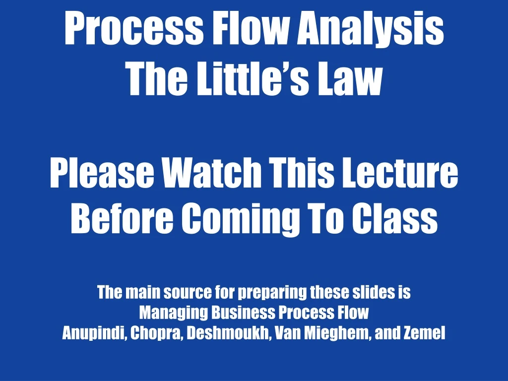 process flow analysis the little s law please