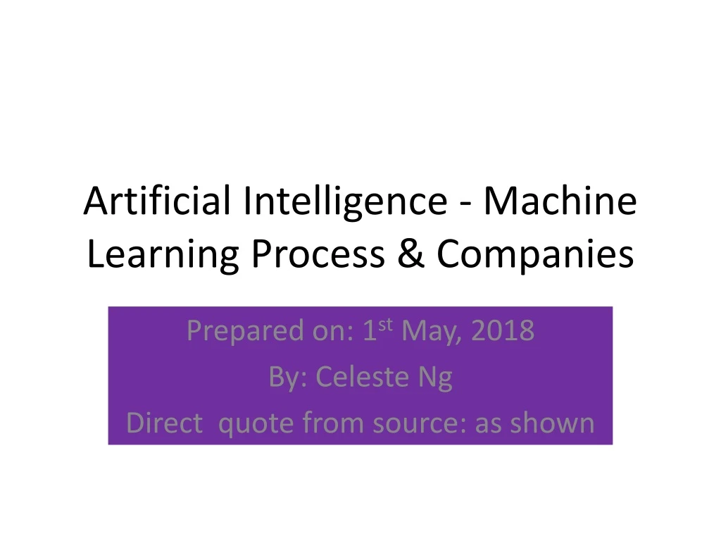 artificial intelligence machine learning process companies