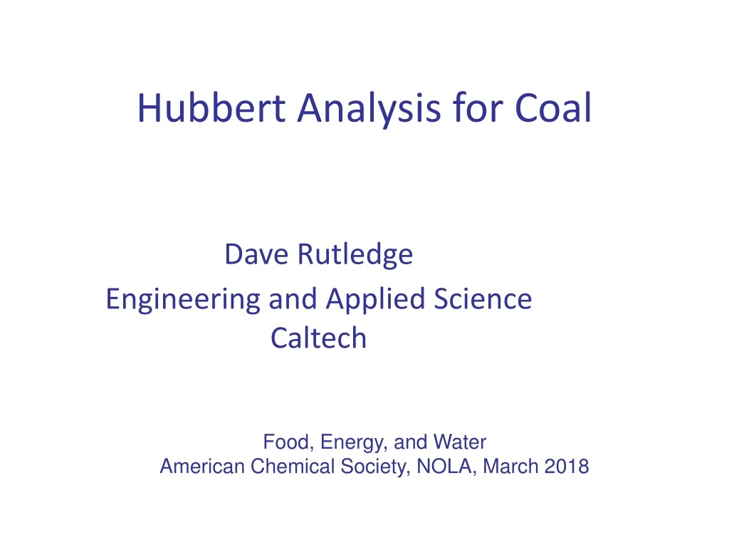 hubbert analysis for coal