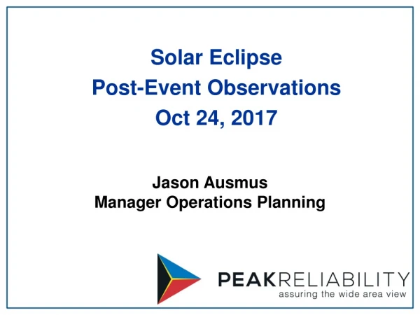 Jason Ausmus Manager Operations Planning