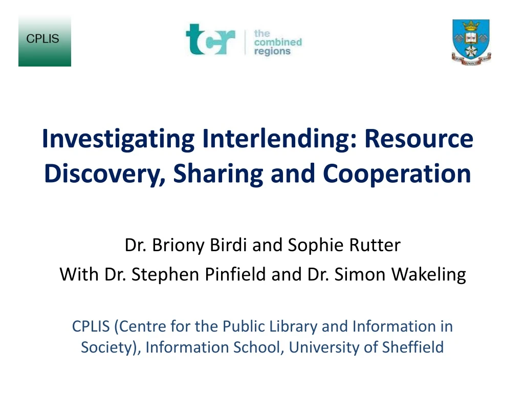 investigating interlending resource discovery sharing and cooperation