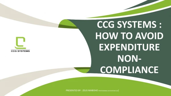 Ccg systems : HOW TO AVOID EXPENDITURE NON-COMPLIANCE