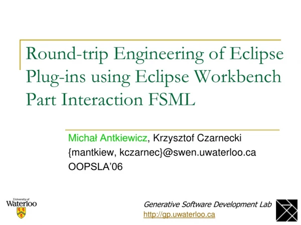 Round-trip Engineering of Eclipse Plug-ins using Eclipse Workbench Part Interaction FSML