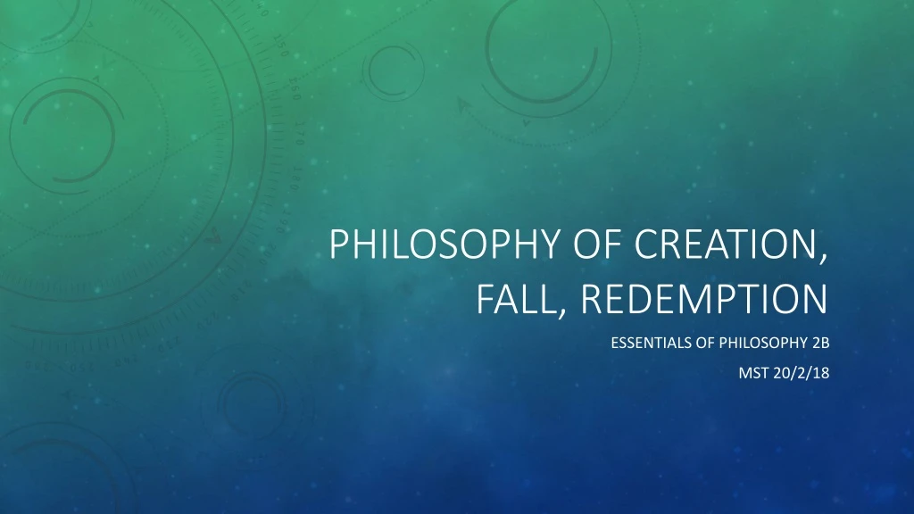 philosophy of creation fall redemption