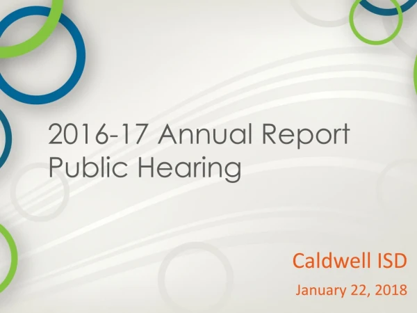 2016-17 Annual Report Public Hearing