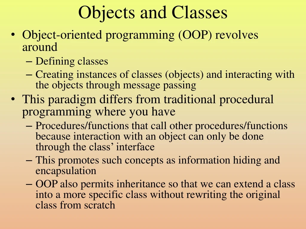 objects and classes