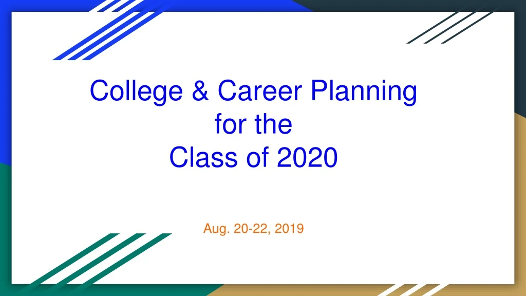 college career planning for the class of 2020