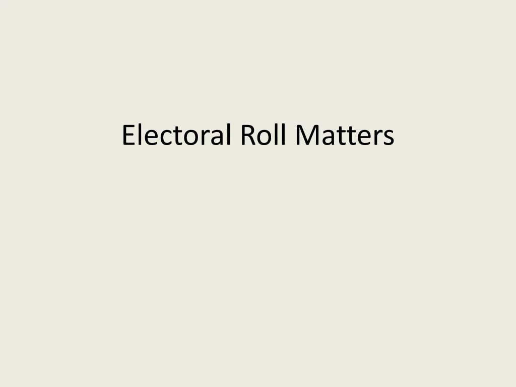 electoral roll matters