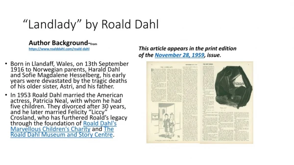 “Landlady” by Roald Dahl