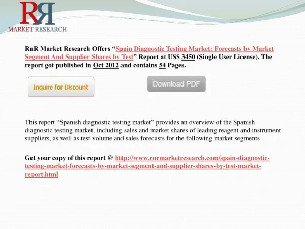 Spain Diagnostic Testing Market: Forecasts by Market Segment