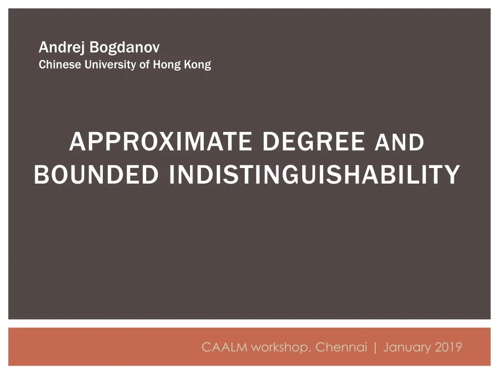 approximate degree and bounded indistinguishability