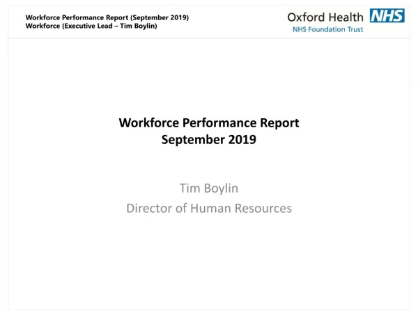 Workforce Performance Report September 2019