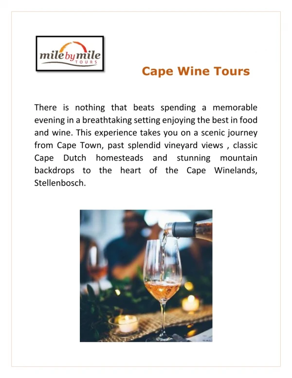 Cape Wine Tours | Milebymile