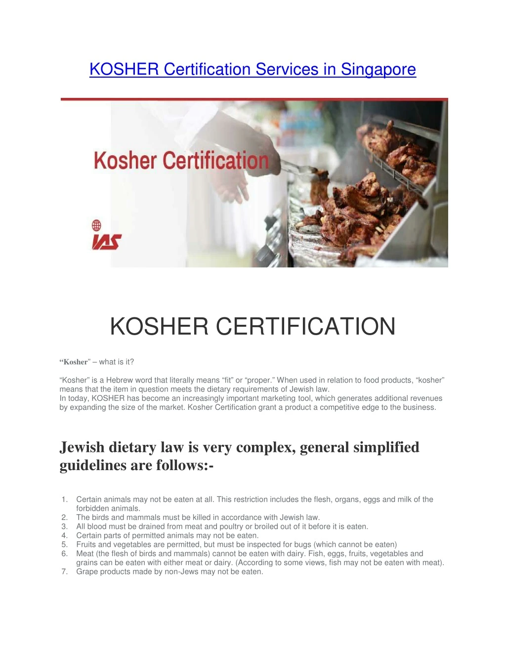 kosher certification services in singapore