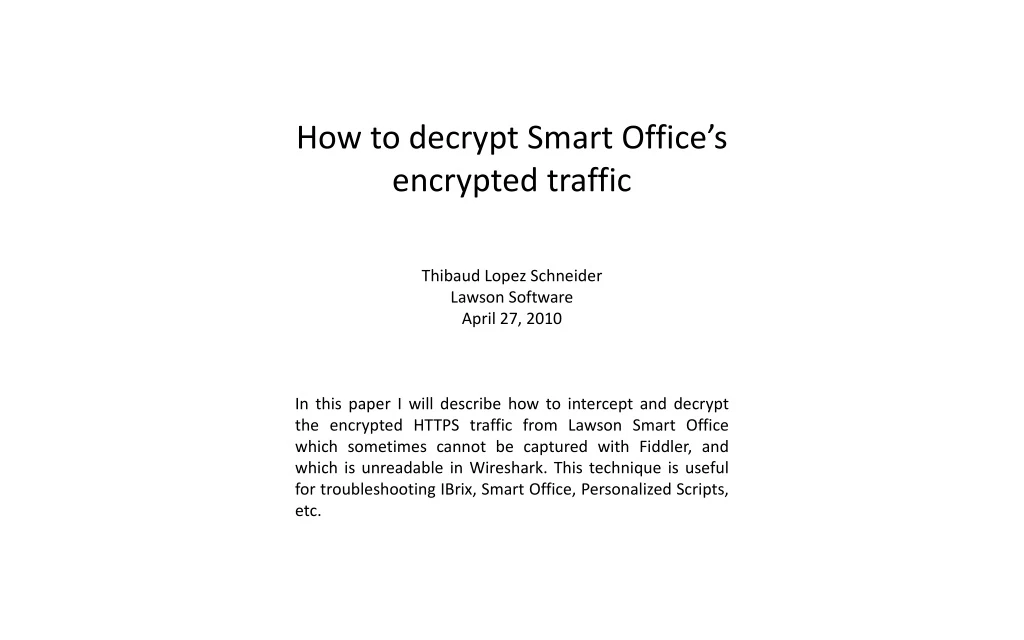 how to decrypt smart office s encrypted traffic