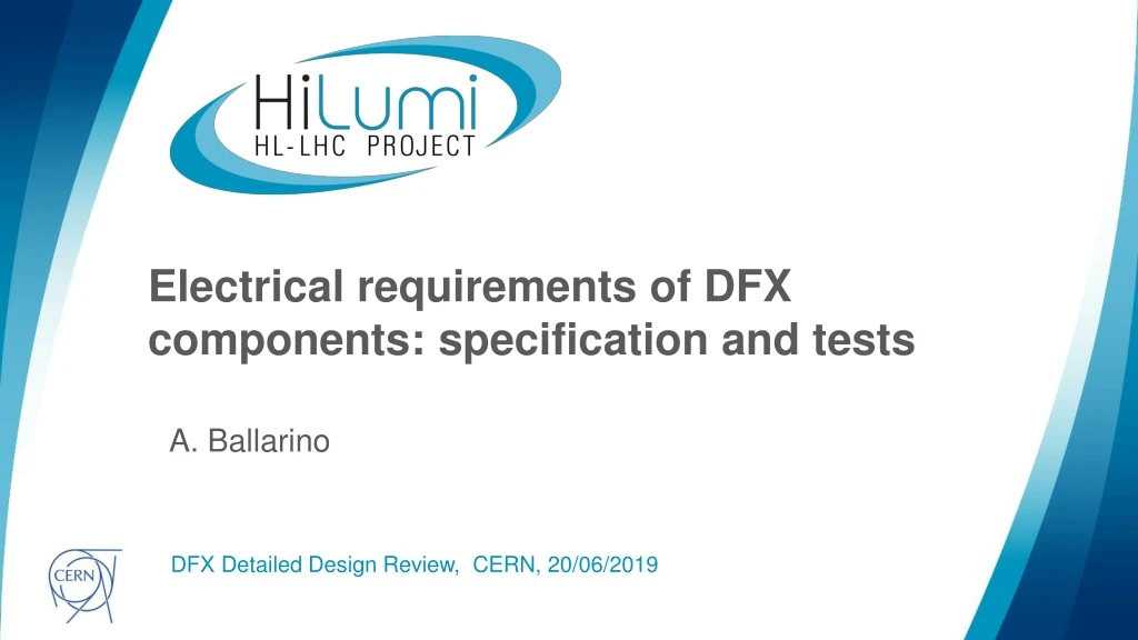 electrical requirements of dfx components specification and tests