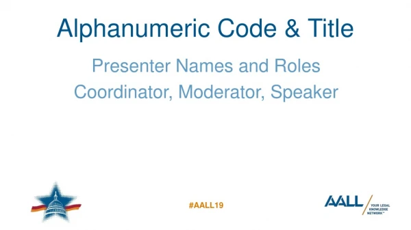 Alphanumeric Code &amp; Title
