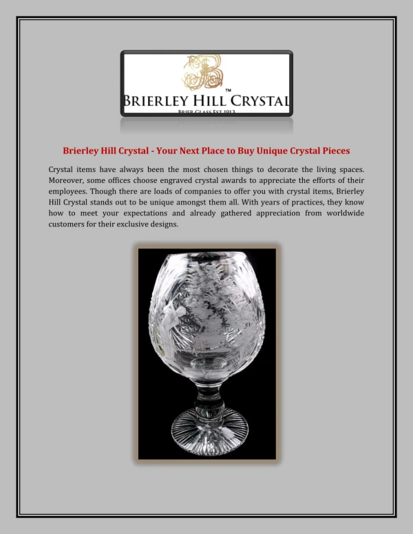 Brierley Hill Crystal - Your Next Place to Buy Unique Crystal Pieces