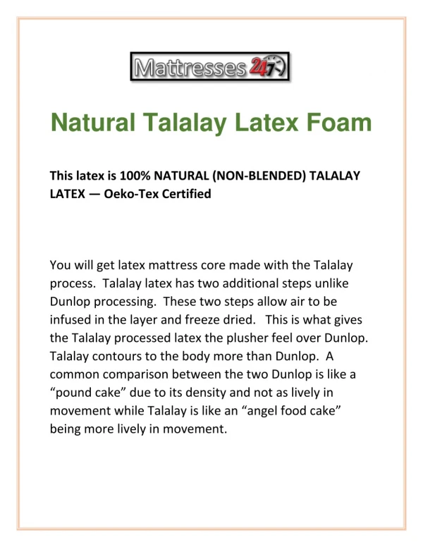 Natural Talalay Latex Foam | Mattresses247