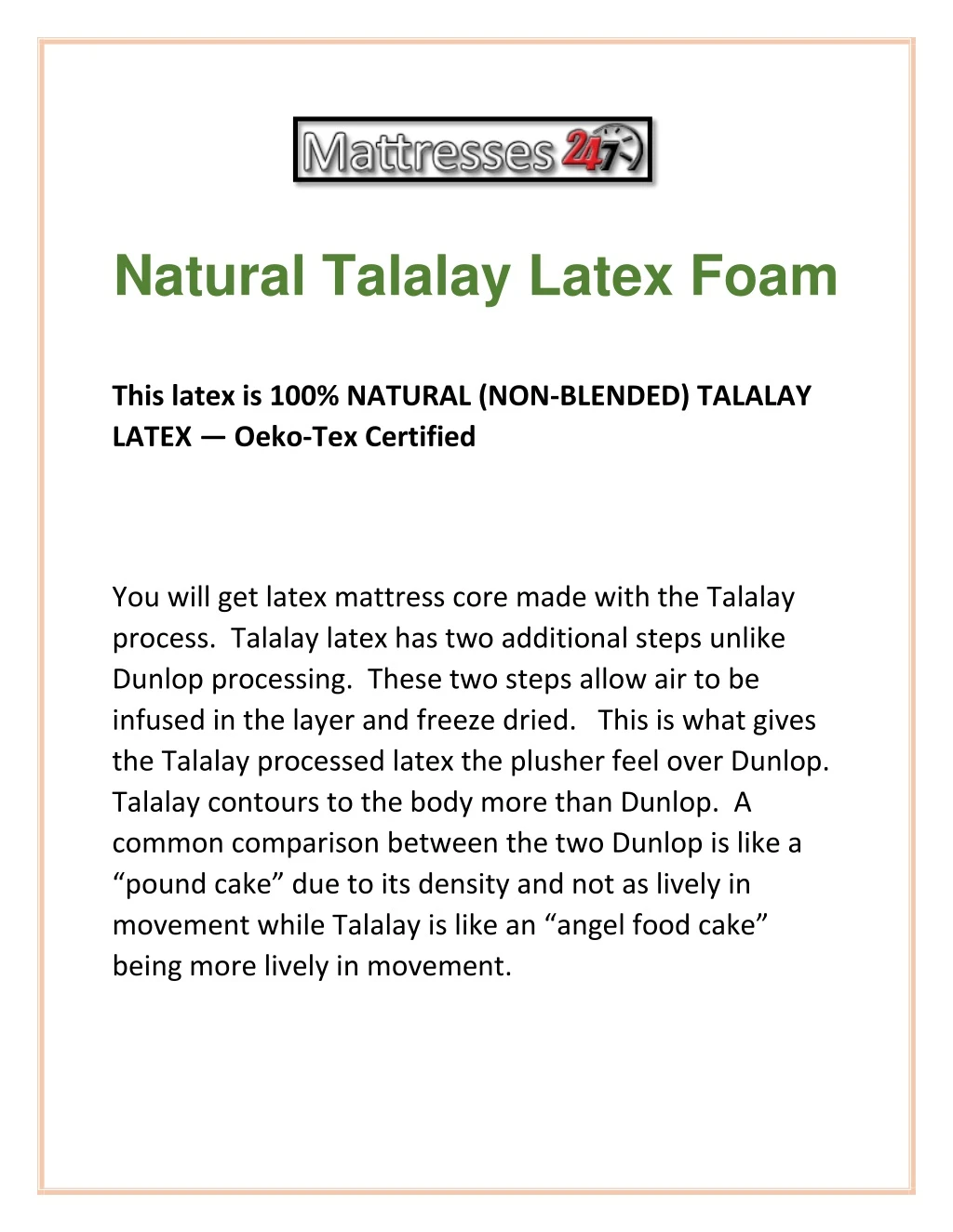 natural talalay latex foam