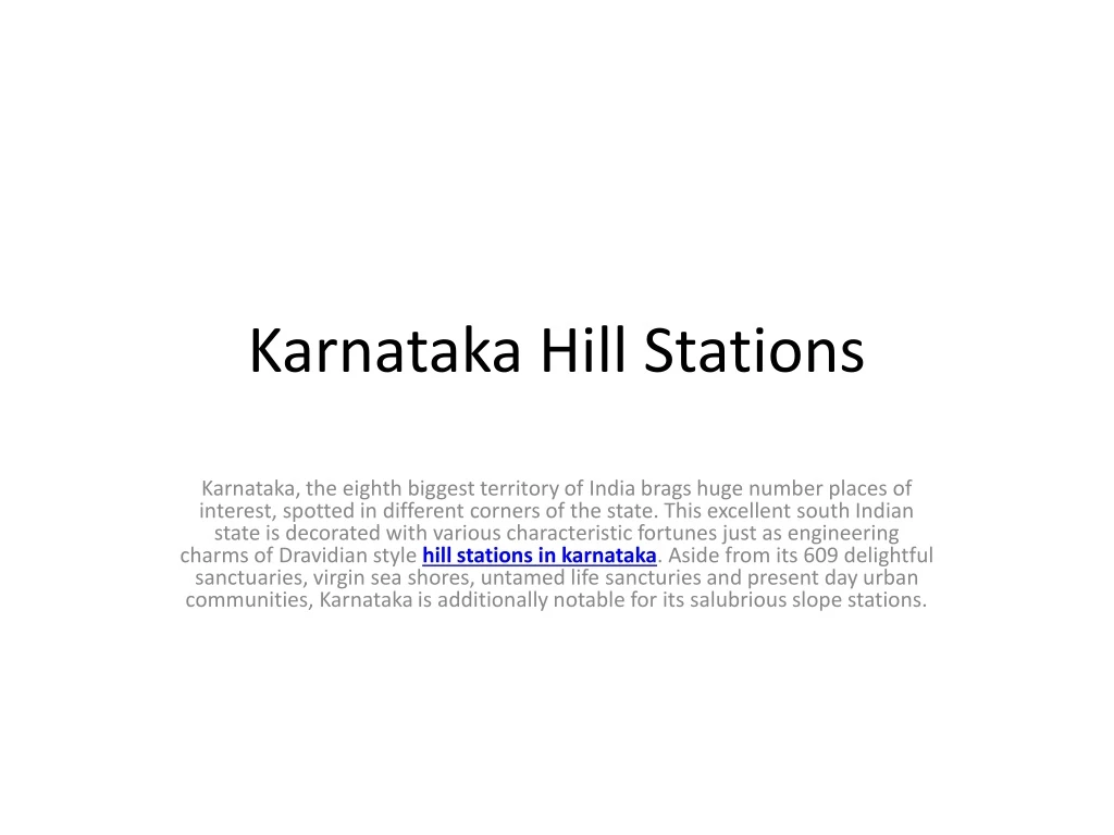 karnataka hill stations