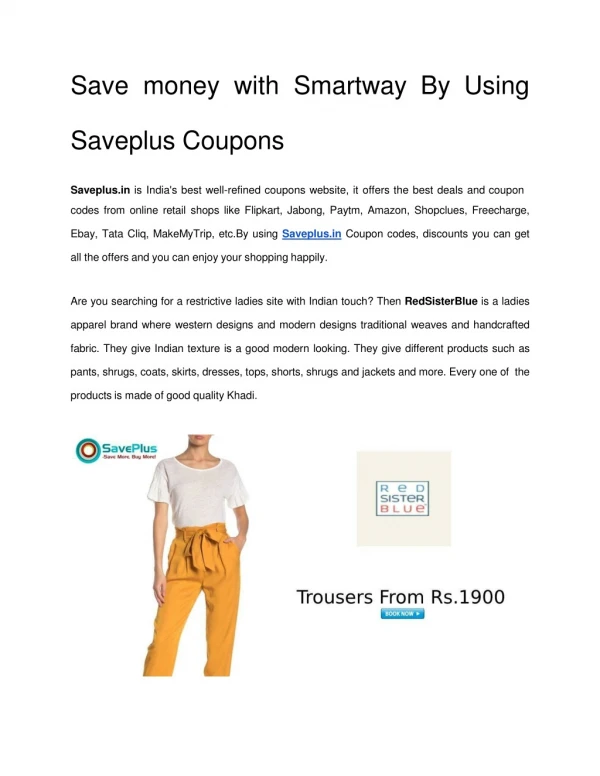 Saveplus, A fresh Approach To Savings