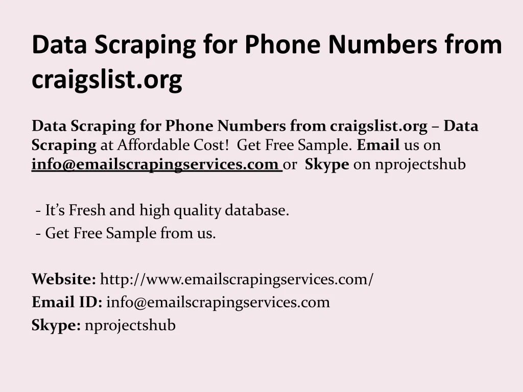 data scraping for phone numbers from craigslist org