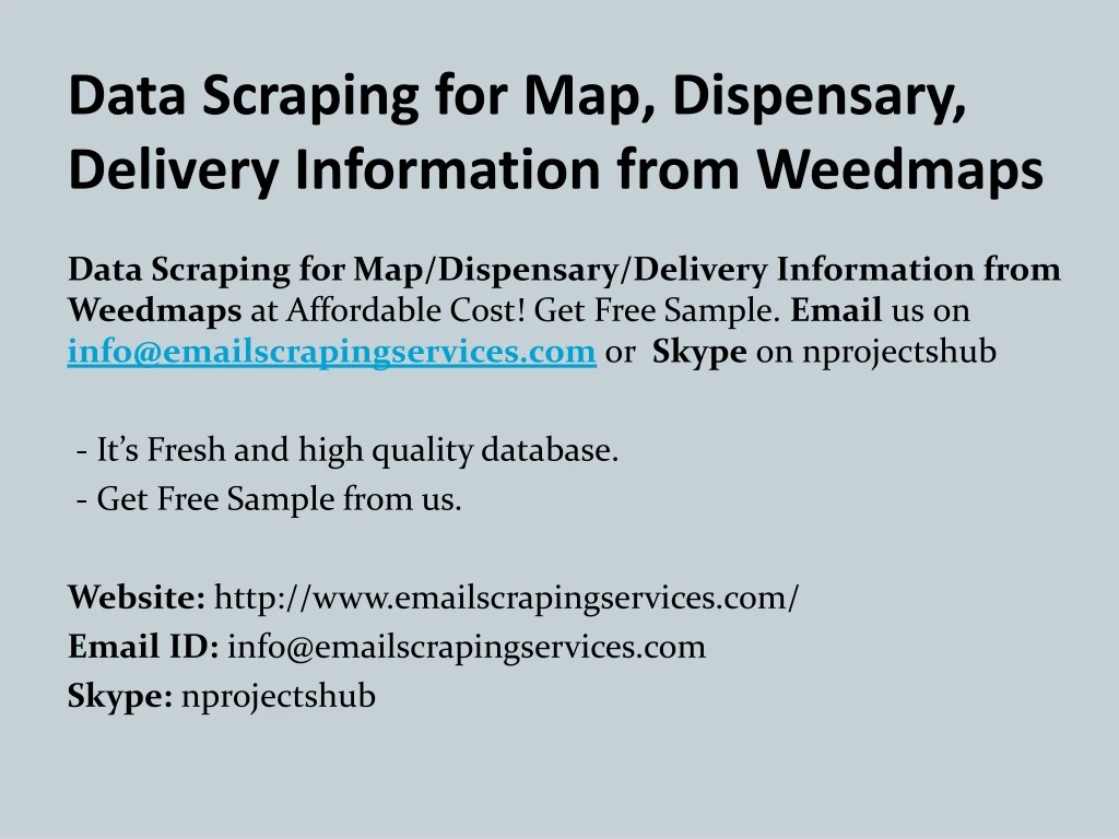 data scraping for map dispensary delivery information from weedmaps