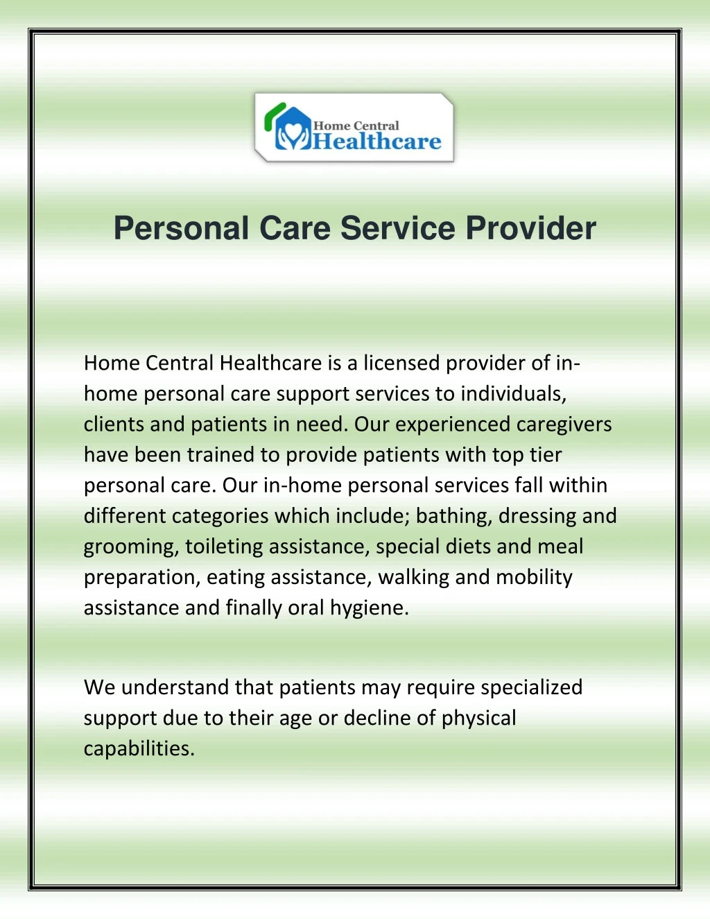 personal care service provider