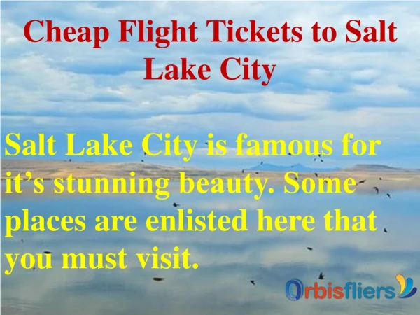 Cheap Flight Tickets to Salt Lake City