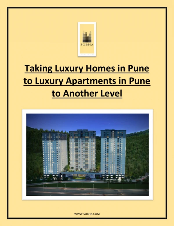 Taking Luxury Homes in Pune to Luxury Apartments in Pune to Another Level