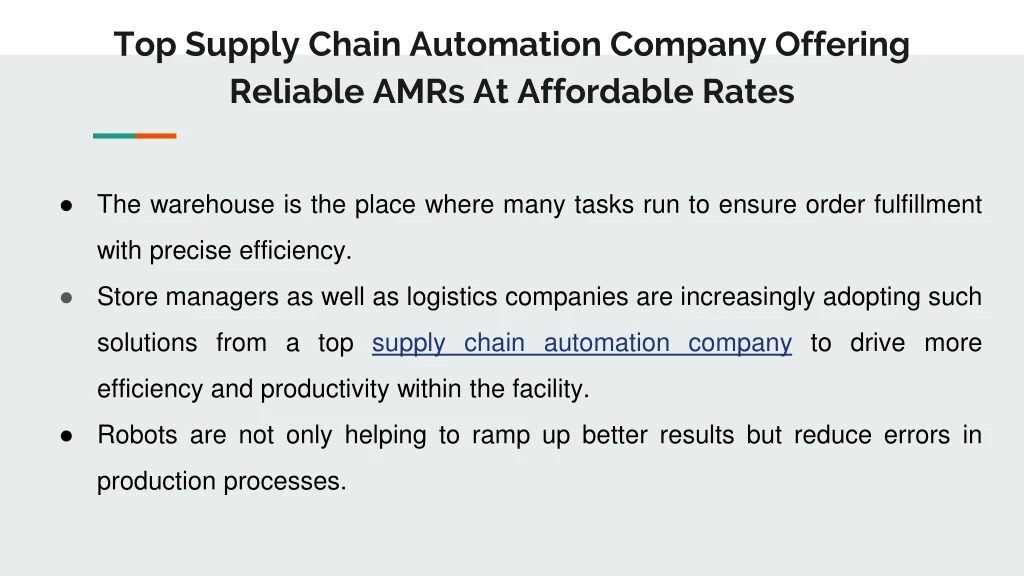 top supply chain automation company offering reliable amrs at affordable rates