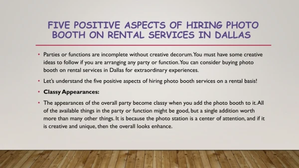 Five Positive Aspects of Hiring Photo Booth on Rental Services in Dallas 